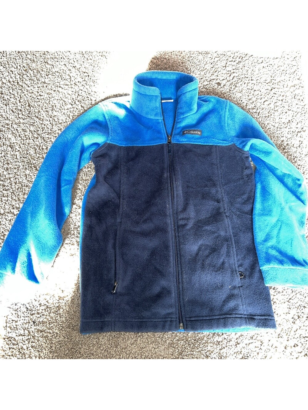 Columbia Boys Youth Medium 10/12 Blue Long Sleeve Full Zip Fleece Jacket
